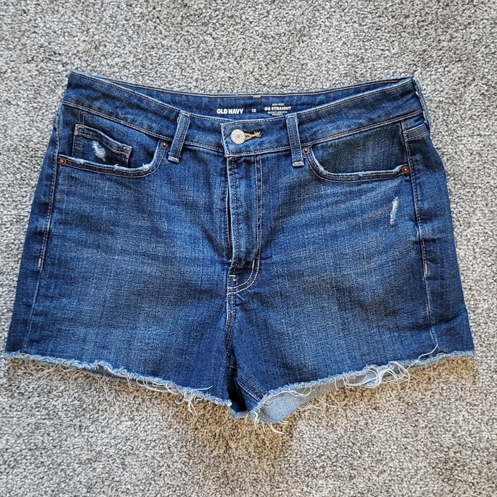 Old Navy Distressed Dark Blue Jean Shorts